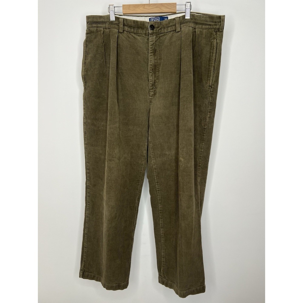 VTG Polo Ralph Lauren Corduroy Andrew Pants Mens 38x30 Brown Pleated Cotton 90s